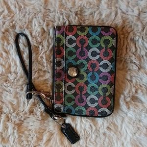 EUC.  Coach Signature C logo wristlet.